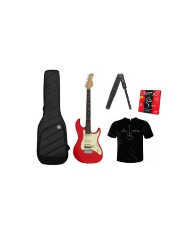 Set De Guitarra Eléctrica ST Sire Marcus Miller Larry Carlton S3 Red Con Funda, Correa, Cuerdas Y Camiseta