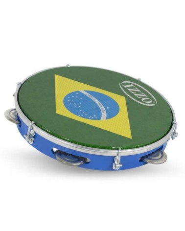 Pandeiro Izzo 10" Iz3438 ABS Azul Parche Brasil