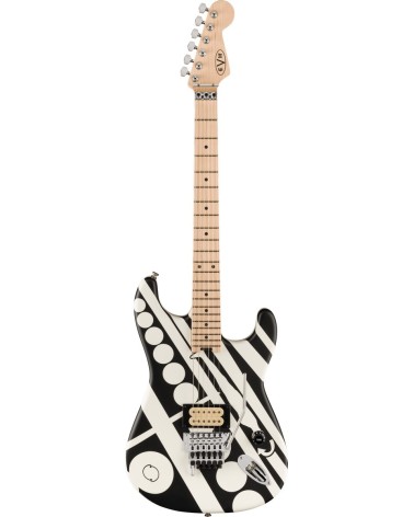 Guitarra Eléctrica EVH EVH Striped Series Circles Maple White and Black