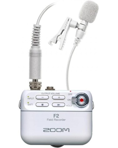 Grabadora de Campo con Micrófono Lavalier Zoom F2/W Blanco