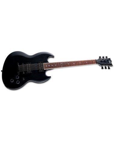 Guitarra Eléctrica ESP/LTD Volsung Distressed Black Satin con Funda