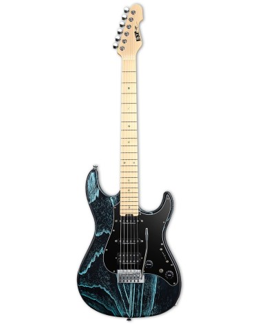 Guitarra Eléctrica ESP Snapper CTM Drift Wood Black Blue Filler con Funda