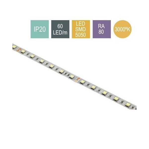 Tira LED Contest Puretape6020-Warm, 60 LED/M 5 M,Blanco Cálido 3000º