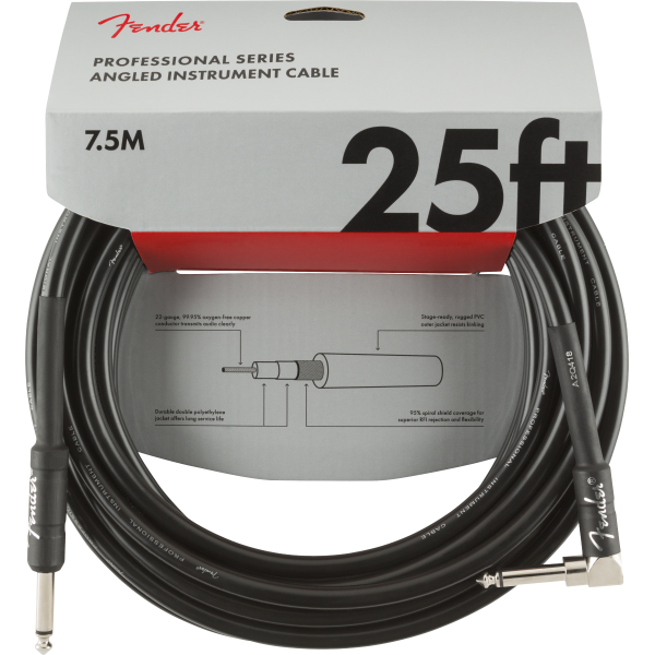 Cable Para Guitarra Fender Professional Instrument Cables Straight/Angle 25' Black