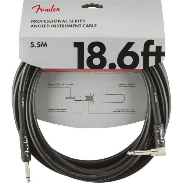 Cable Para Guitarra Fender Professional Instrument Cable Straight/Angle 18.6' Black