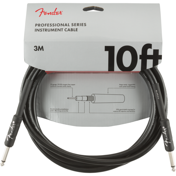 Cable Para Guitarra Fender Professional Instrument Cable Straight/Straight 10' Black