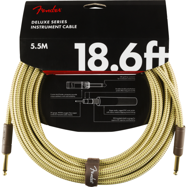 Cable Para Guitarra Fender Deluxe Instrument Cable Straight/Straight 18.6' Tweed