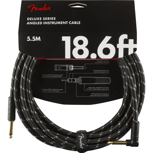 Cable Para Guitarra Fender Deluxe Instrument Cable Straight/Angle 18.6' Black Tweed