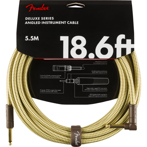 Cable Para Guitarra Fender Deluxe Instrument Cable Straight/Angle 18.6' Tweed