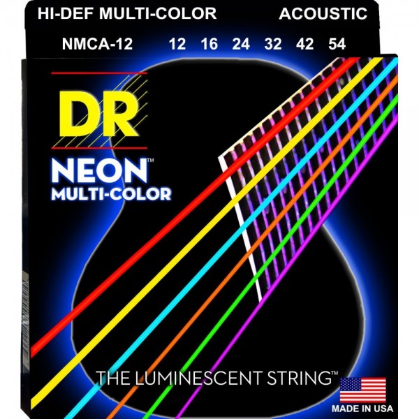 Juego Cuerdas Guitarra Acústica Neon Multi-Color NCMA-12 12-54
