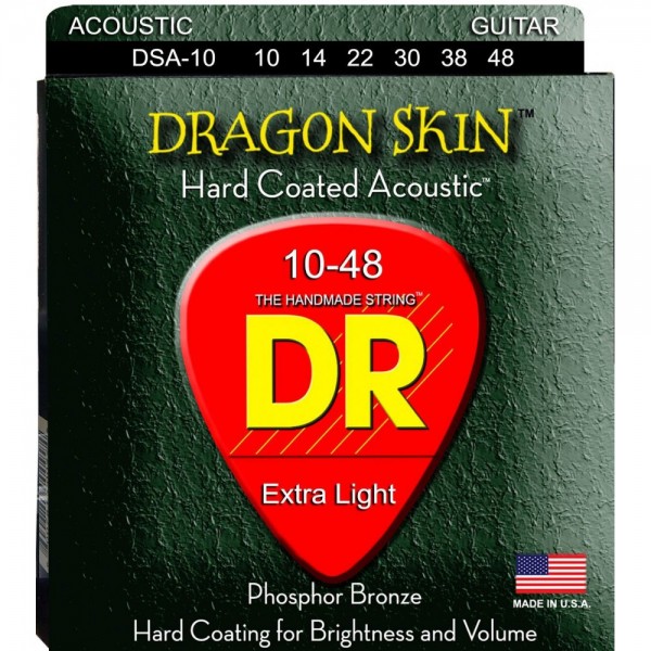 Juego Cuerdas Guitarra Acústica DR Dragon Skin DSA-10 10-48
