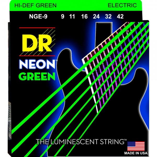 Juego Cuerdas Guitarra Eléctrica DR Neon Green NGE-9 9-42