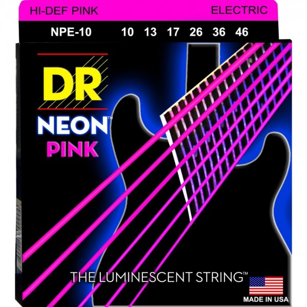 Juego Cuerdas Guitarra Eléctrica DR Neon Pink NPE-10 10-46
