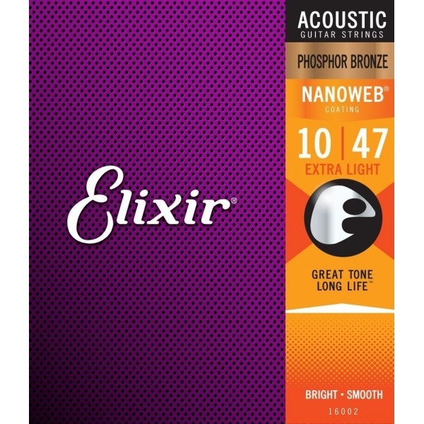 Juego Cuerdas Guitarra Acústica Elixir Nanoweb 16002 Phosphor 10-47