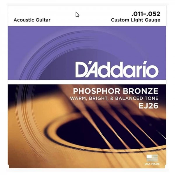 Juego Cuerdas Guitarra Acústica D'Addario EJ26 11-52
