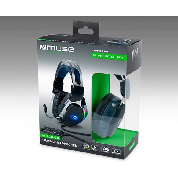 Auriculares Con Micrófono Over-Ear Muse M230 GH RGB Gaming Headset
