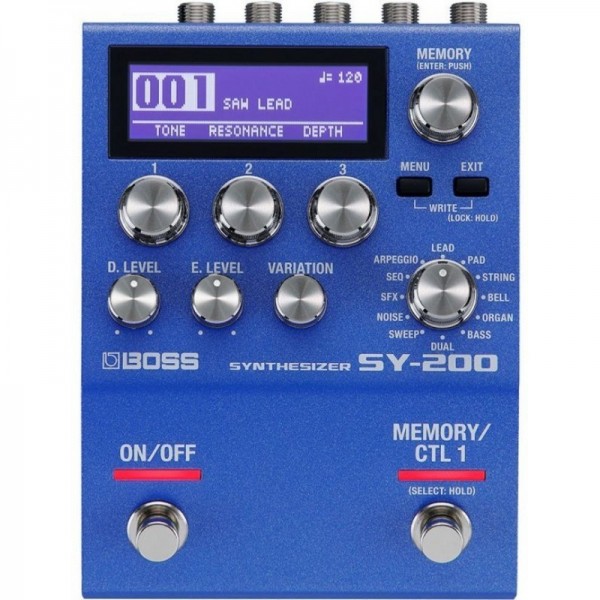 Pedal Sintetizador Boss SY-200 Polyphonic Guitar Synthesizer 200 Series LCD Display