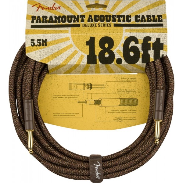 Cable Para Guitarra Acústica Fender Paramount 18.6' Brown 3 Metros