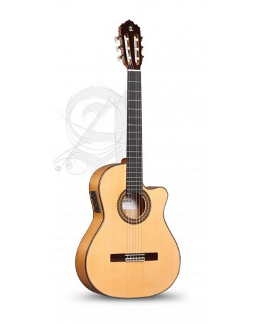 Guitarra Flamenca Alhambra 7 Fc CT E2 Cutaway Cuerpo Estrecho Electrificada Con Funda 9738 25 mm