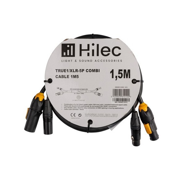 Cable Combi 1,5 M. True1/XLR-5P. DMX+Power 31,5 mm2 Cable Tru Hilec