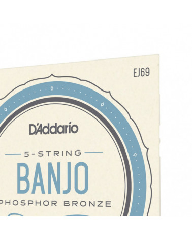 Juego De Cuerdas Para Banjo De 5 Cuerdas D'Addario EJ69 Bronce Fosforado Calibre Fino 9-20