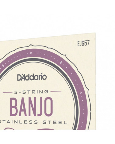 Juego De Cuerdas Para Banjo De 5 Cuerdas D'Addario EJS57 Acero Inoxidable Calibre Custom Medio 11-22