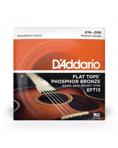 Juego De Cuerdas Para Guitarra Resofónica / Dobro D'Addario EFT13 Bronce Fosforado Planas Calibre Medio 16-56