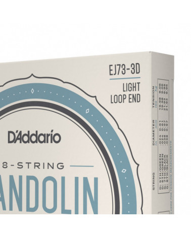 Pack De 3 Juegos De Cuerdas Para Mandolina D'Addario EJ73-3D Bronce Fosforado Calibre Fino 10-38