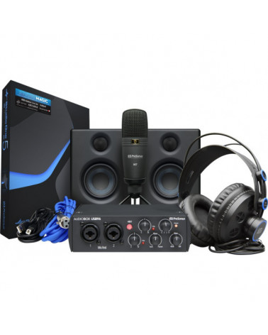 Kit De Grabación Interfaz De Audio PreSonus AudioBox USB 96 Studio Ultimate + Micrófono + Auriculares + Cable + DAW