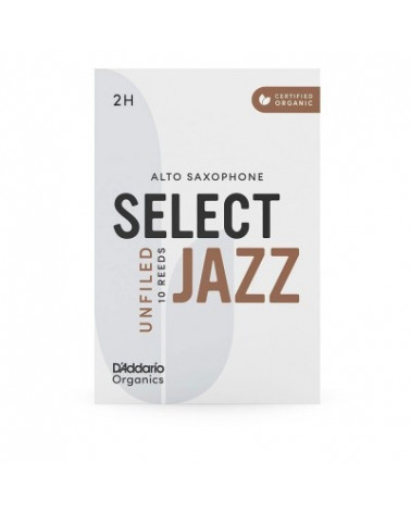 Cañas Sin Limar Para Saxofón Alto Fuerza 2 Dura D'Addario Organic Select Jazz Pack De 10 ORRS10ASX2H