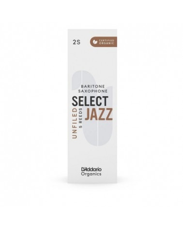 Cañas Sin Limar Para Saxofón Barítono Fuerza 2 Blanda D'Addario Organic Select Jazz Pack De 5 ORRS05BSX2S