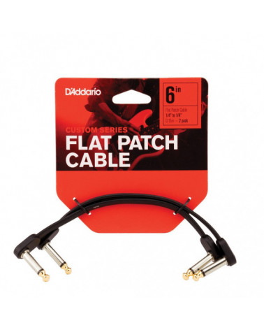 Cable De Conexión Plano 15 cm En Ángulo Recto D'Addario (Pack Doble) PW-FPRR-206