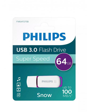 Memoria USB 3.0 Philips 64GB Snow Edition Purple