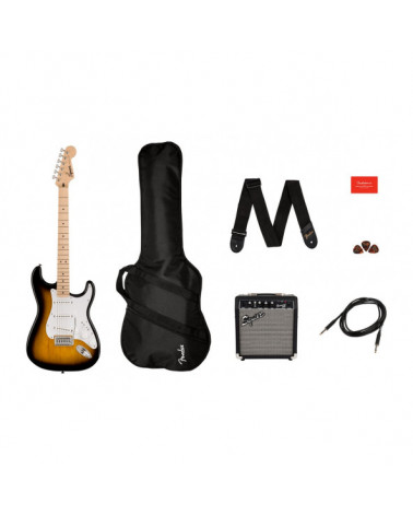 Pack De Guitarra Eléctrica Squier Sonic Stratocaster Maple 2-Color Sunburst Gig Bag 10G + Amplificador 10W