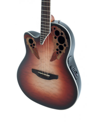 Guitarra Electroacústica Ovation Celebrity Elite Plus Mid Cutaway Ruby Burst - Zurdos CE44LX-1R-G