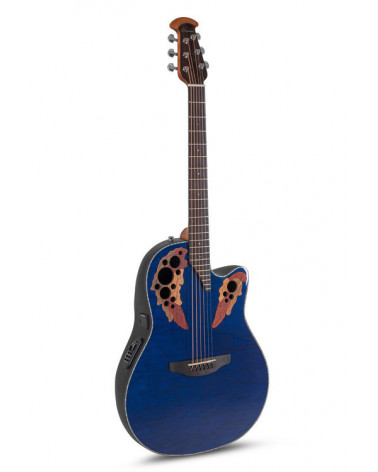 Guitarra Electroacústica Ovation Celebrity Elite Plus Mid Cutaway Blue Transparent Quilt CE44P-8TQ-G