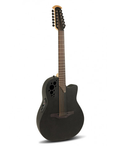 Guitarra Electroacústica De 12 Cuerdas Ovation Elite TX Deep Contour Cutaway Black Textured 2058TX-5-G