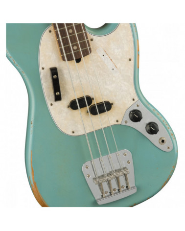 Bajo Eléctrico Fender Justin Meldal-Johnsen Signature Road Worn Mustang Bass Rosewood Fingerboard Faded Daphne Blue