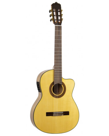 Guitarra Flamenca José Gómez F90-EQ Sicomoro Modelo 2021 Amplificada Cutaway Tapa Sólida