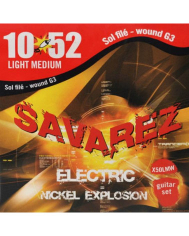 Cuerdas Para Guitarra Eléctrica Savarez Nickel Explosion Roundcore X50LMW Light Medium Sol Entorchado .010-.052