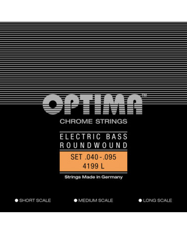 Juego De Cuerdas De Bajo Eléctrico Optima Chrome Strings Round Wound Medium Scale 4199L