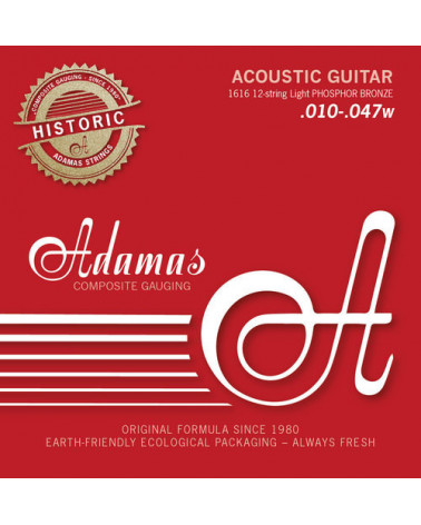 Cuerdas Para Guitarra Acústica Adamas Phosphor Bronze Reedición Histórica 1616 12 Cuerdas Light .010-.047