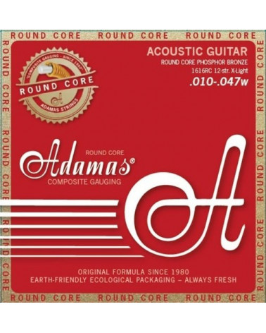 Cuerdas Para Guitarra Acústica Adamas Historic Reissue Phosphor Bronze Round Core 1616RC 12-Str. Light .010-.047