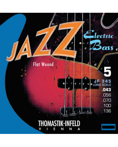 Cuerdas De Bajo Eléctrico Jazz Bass Thomastik Serie Nickel Entorchado Plano Núcleo Redondo JF345 Juego 5 Cuerdas