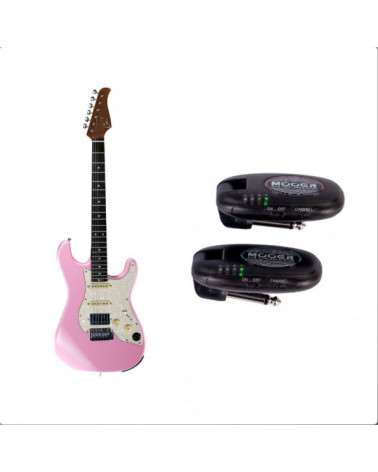 Pack De Guitarra Eléctrica Digital Mooer GTRS S800 Pink Y Sistema Inalámbrico Wireless Mooer Air P10