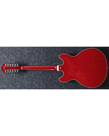 Guitarra Eléctrica De Cuerpo Hueco De 12 Cuerdas Ibanez AS7312TCD Transparent Cherry Red