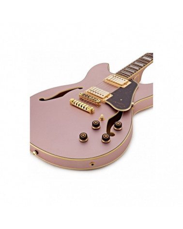 Guitarra Eléctrica De Cuerpo Hueco Ibanez AS73GRGF Rose Gold Metallic Flat