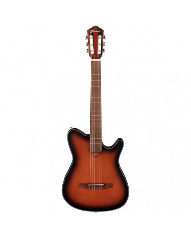 Guitarra Clásica Electrificada Ibanez FRH10NBSF Thinline Nylon Brown Sunburst Flat