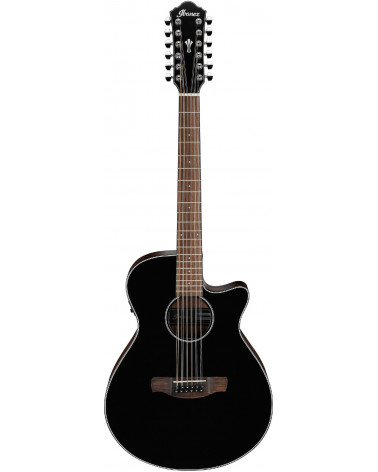 Guitarra Electroacústica De 12 Cuerdas Ibanez AEG5012BKH Black High Gloss